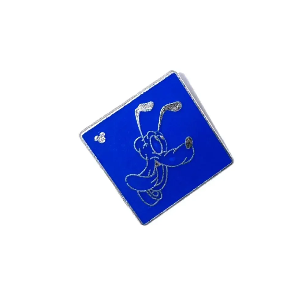 Hidden Mickey Character Outlines Pluto Blue Square Disney Trading Pin